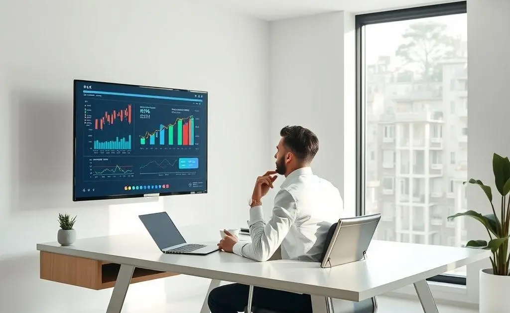 Person calmly analyzing risk management charts