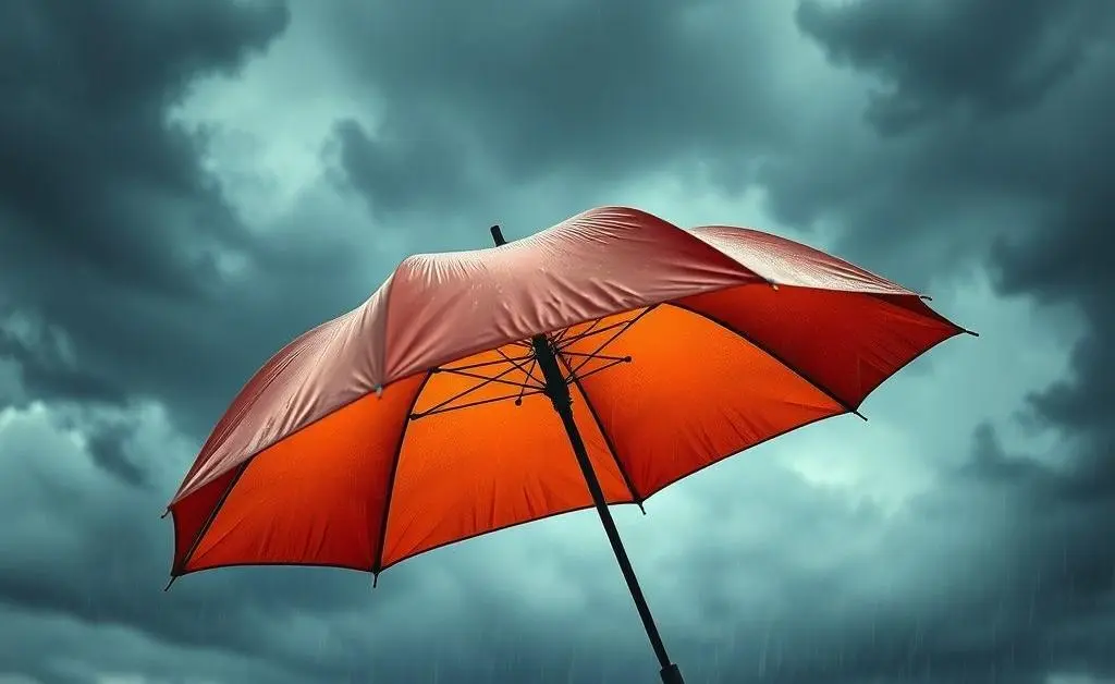 An umbrella shielding from a storm, representing protection by insurance