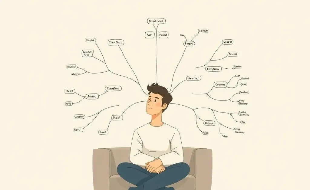 Person relaxed and strategizing with a mind map