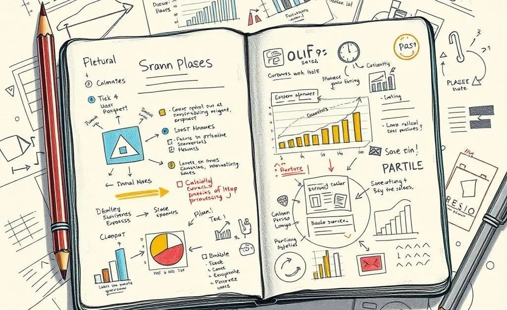 Strategy planner with notes and charts