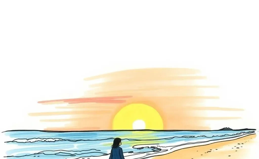 A person walking along the beach during sunset, symbolizing freedom.