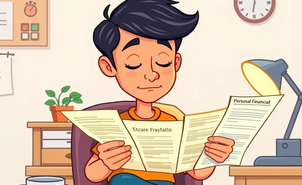 Person calmly analyzing personal financial documents