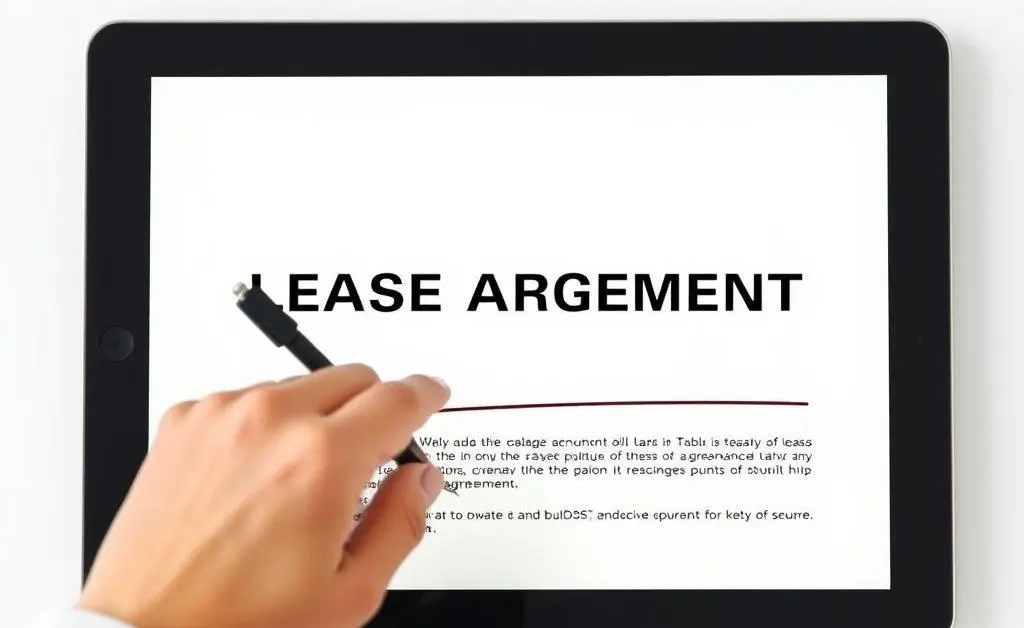 Tenant signing a lease agreement on a tablet