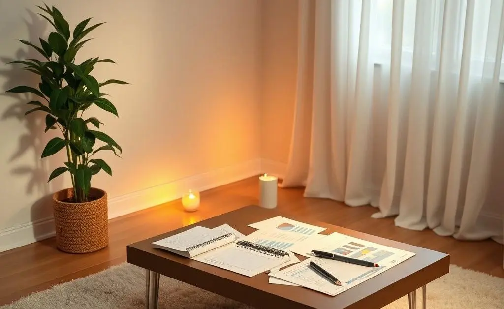 A serene setting with financial planning materials