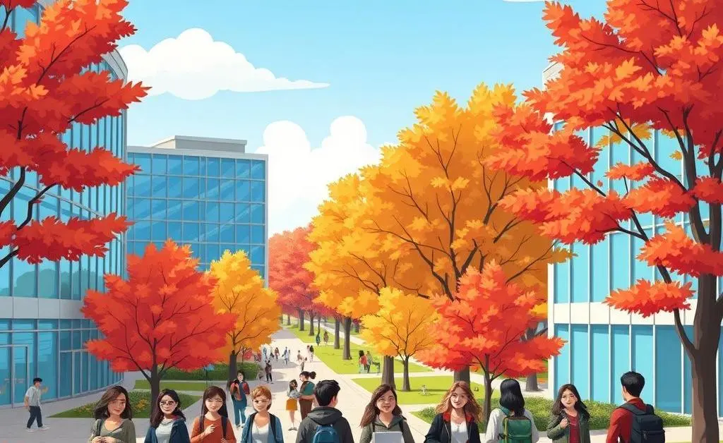 Students walking on a Canadian university campus