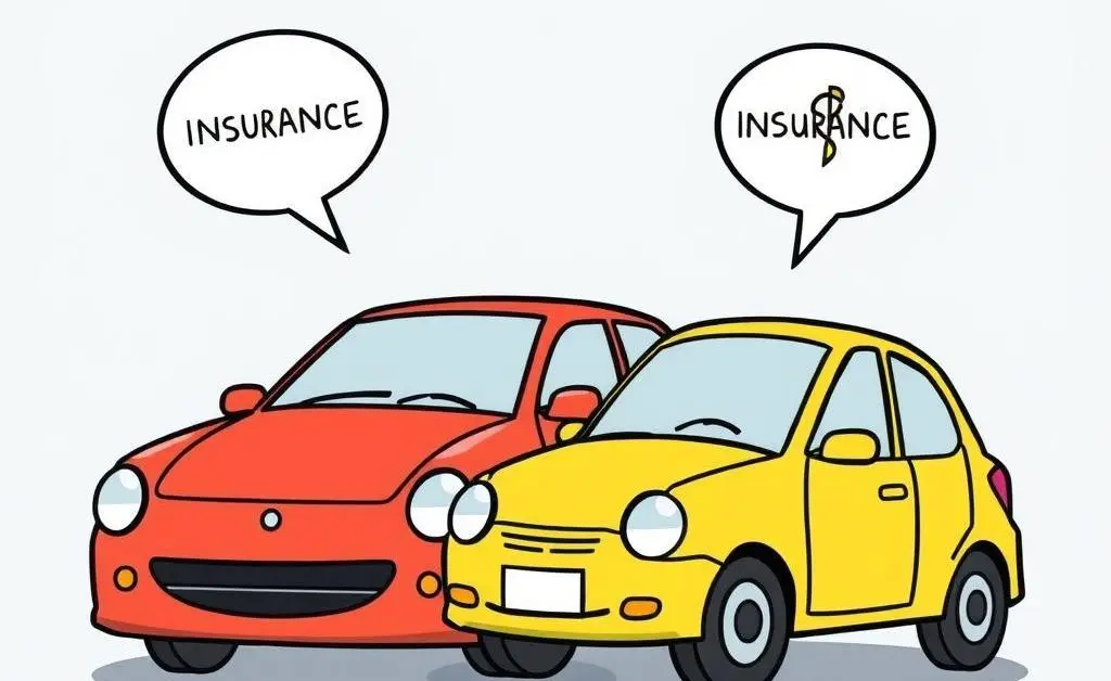 Cartoon-style illustration of a minor car accident