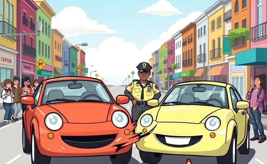 Relatable car accident scene with two cars slightly dented