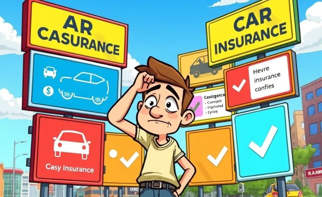 A person confused by insurance options boards.