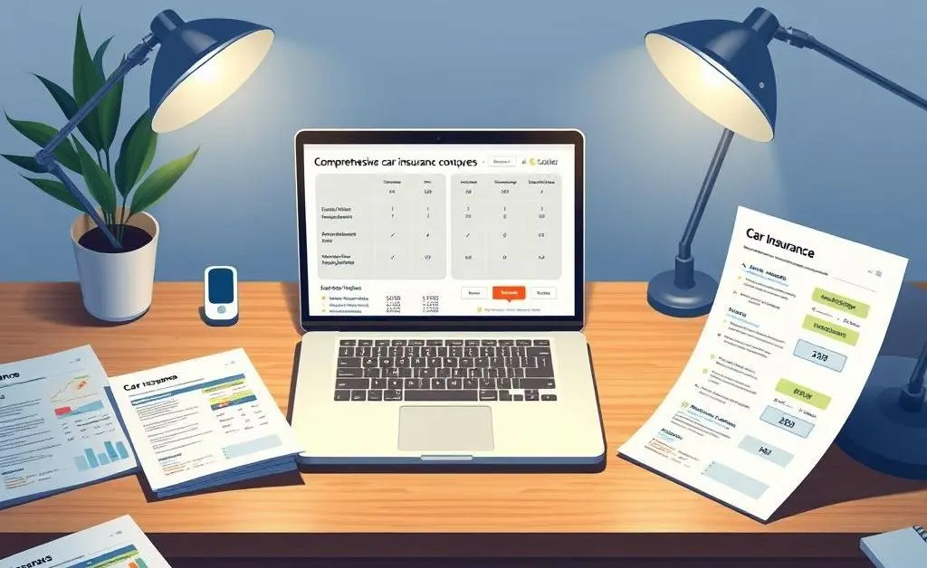 Car insurance quotes comparison on a laptop