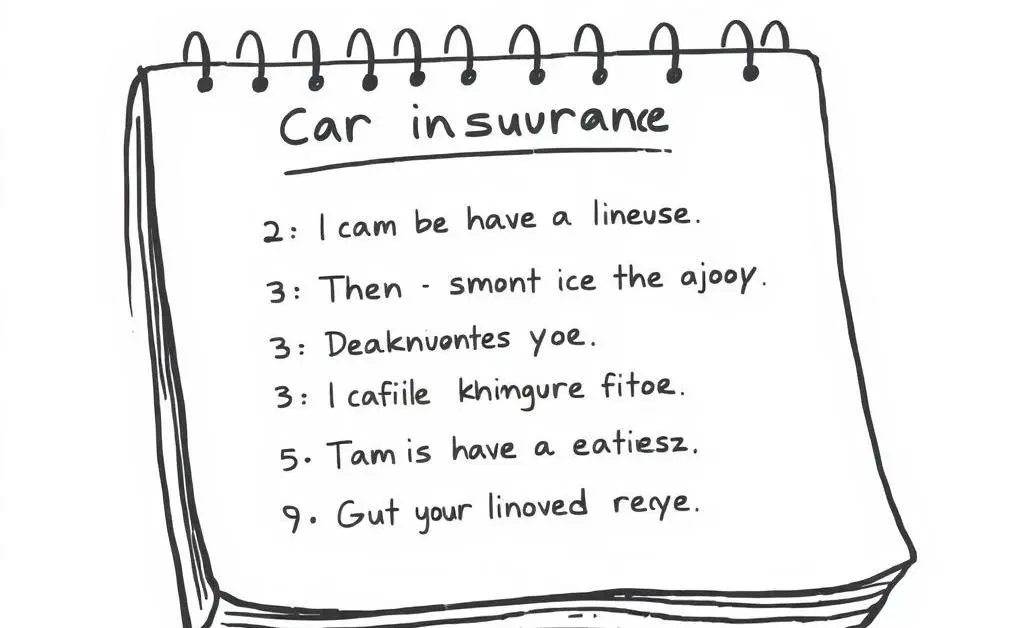 Notepad listing tips for navigating car insurance.