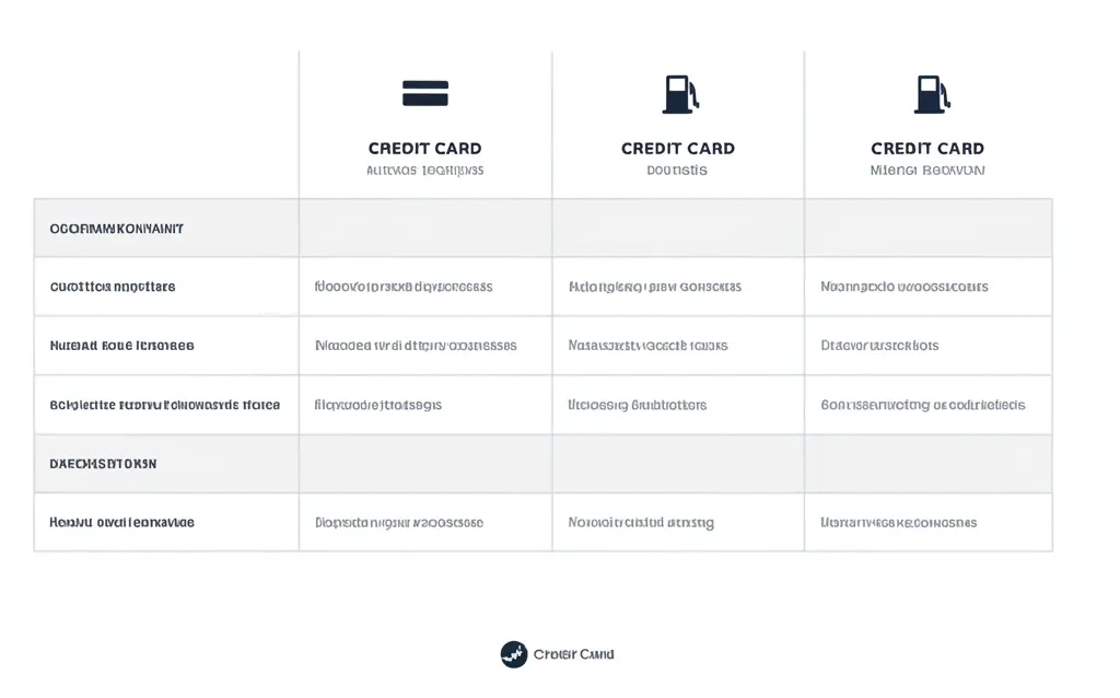 Modern, minimalist table comparing different credit card reward structures.