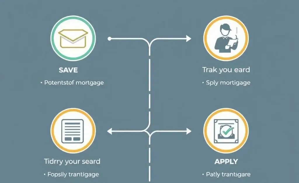 An illustrated checklist with steps for securing a mortgage