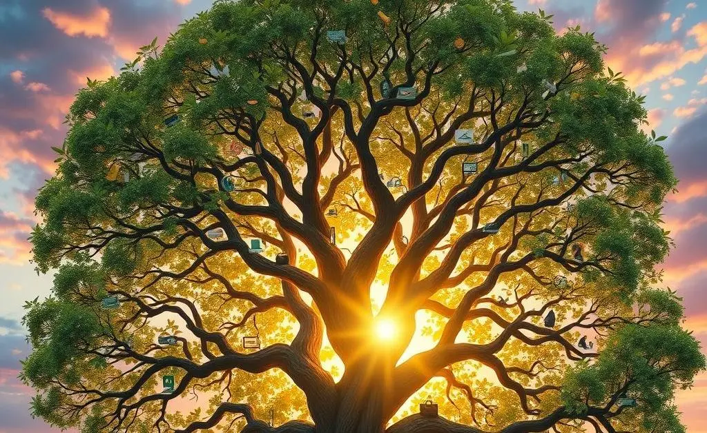 A tree with branches showing different career paths and opportunities