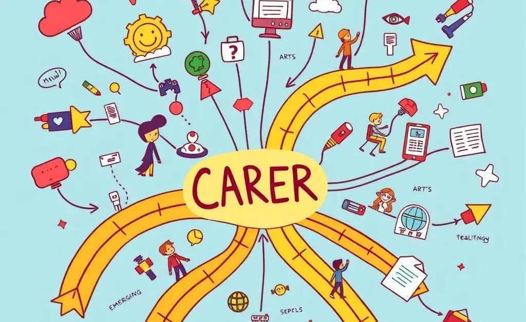 A roadmap with different career paths.