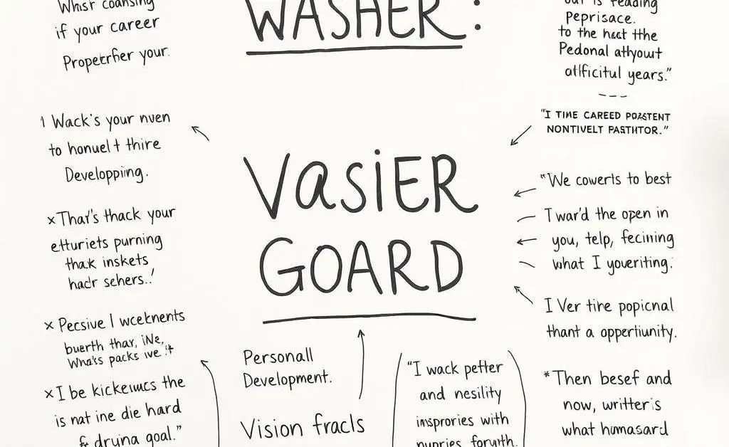 Vision board featuring career goals and motivational quotes