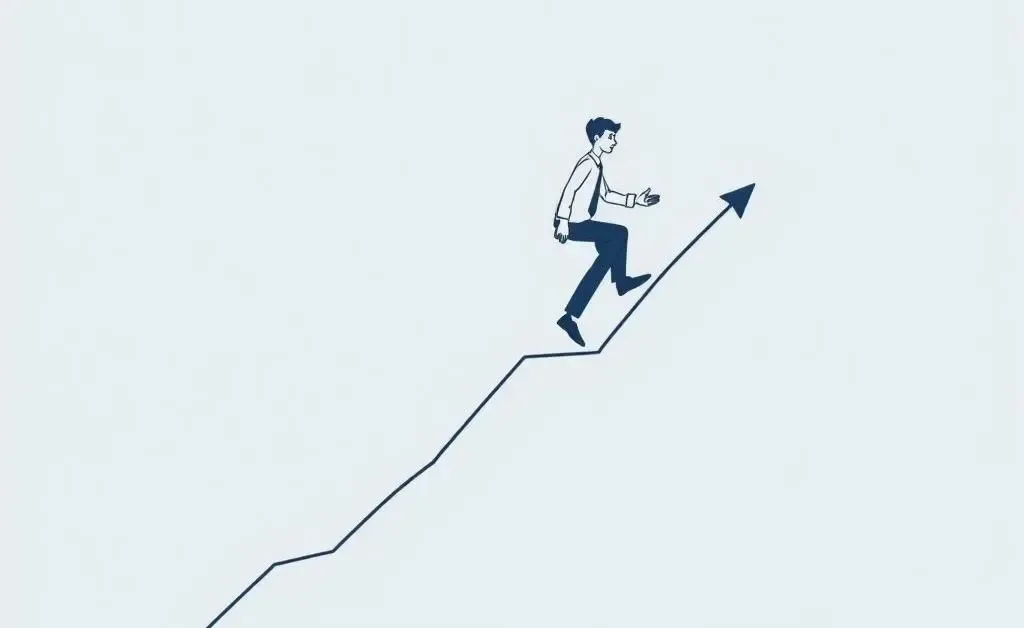 Person climbing a chart symbolizing career growth