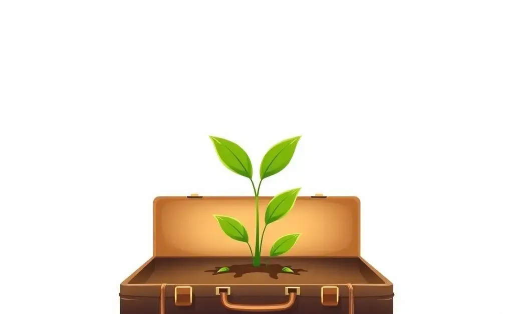 A drawing of a plant growing from a briefcase, symbolizing career growth.