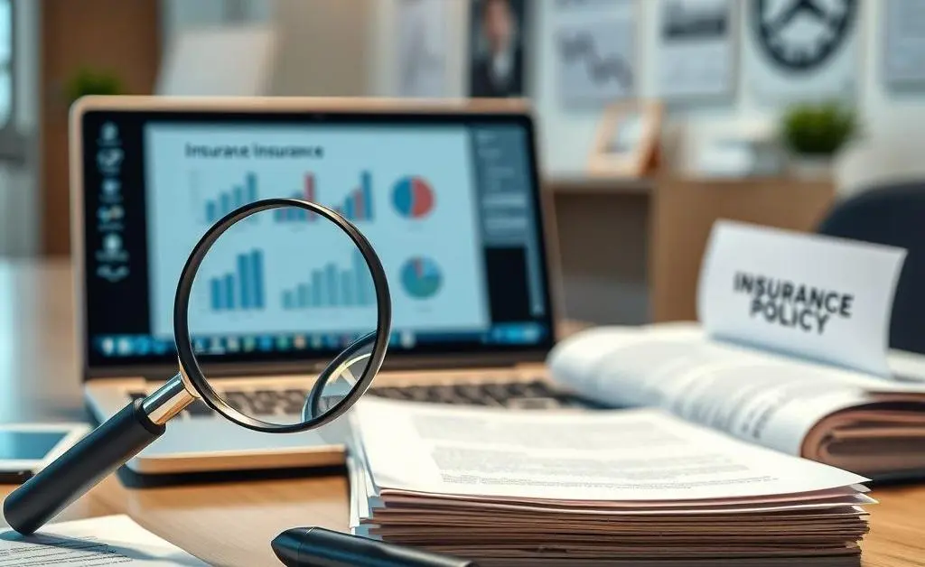 A desk with items symbolizing different insurance careers