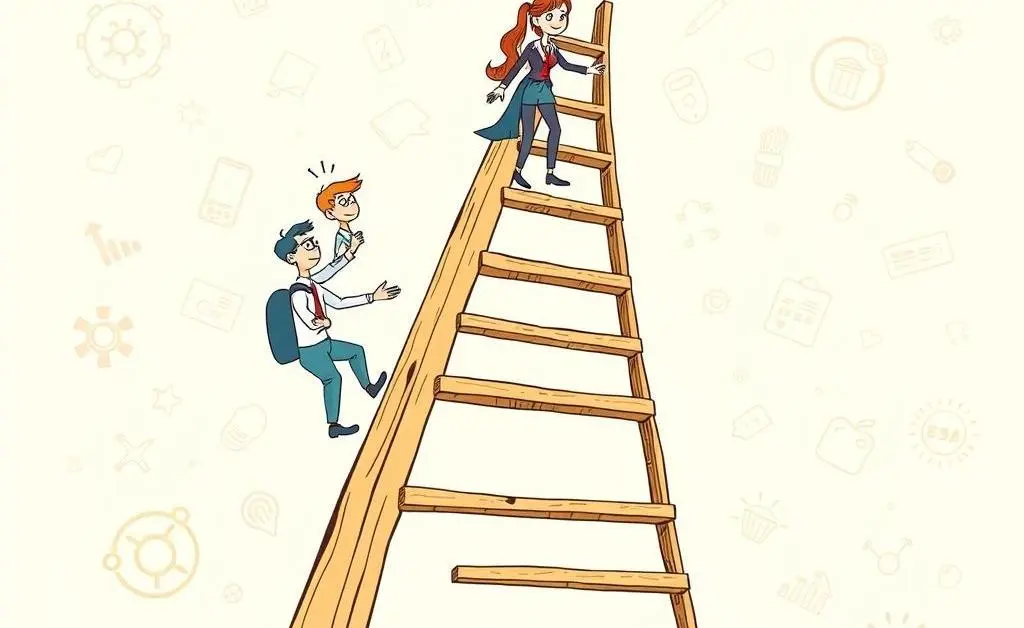 Doodles depicting a ladder with different career stages