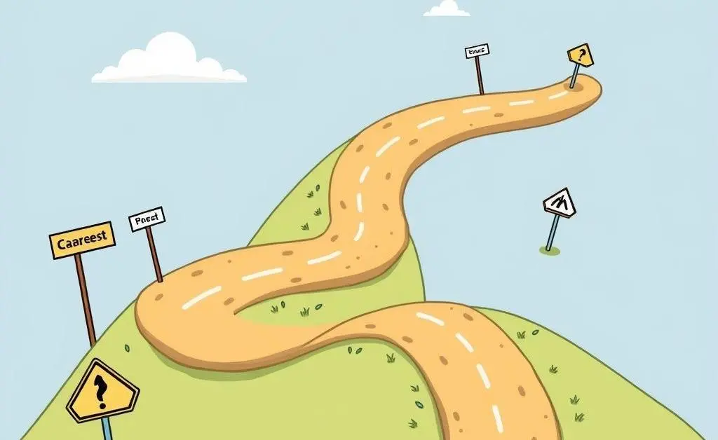 A cartoon illustrating a career journey path