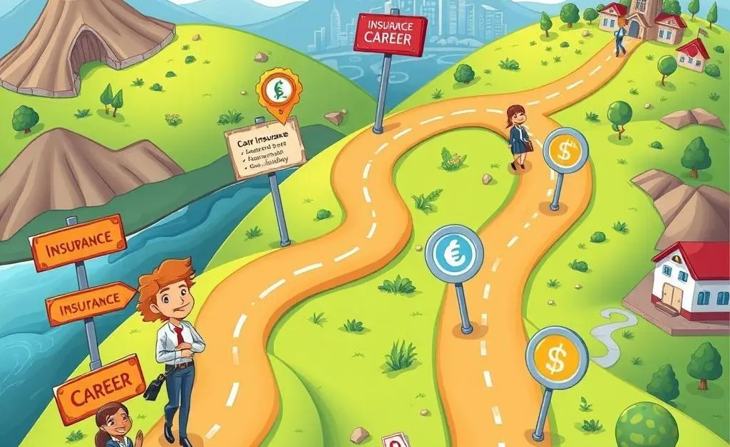 Map illustrating career milestones in insurance