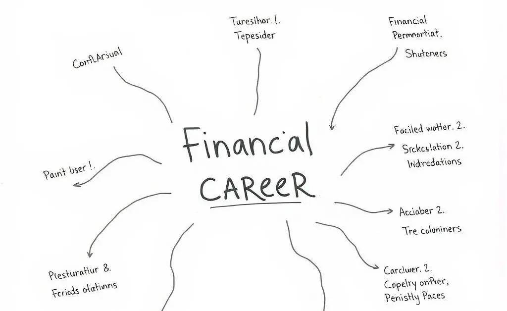 A hand-drawn map illustrating different paths in a financial career.