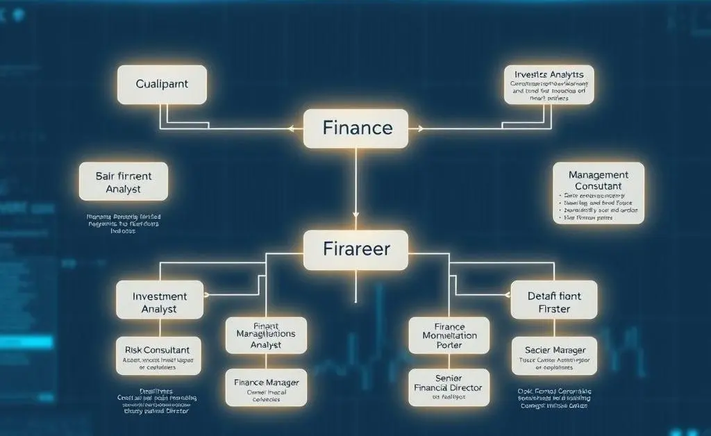 A decision tree illustrating different career paths in finance.