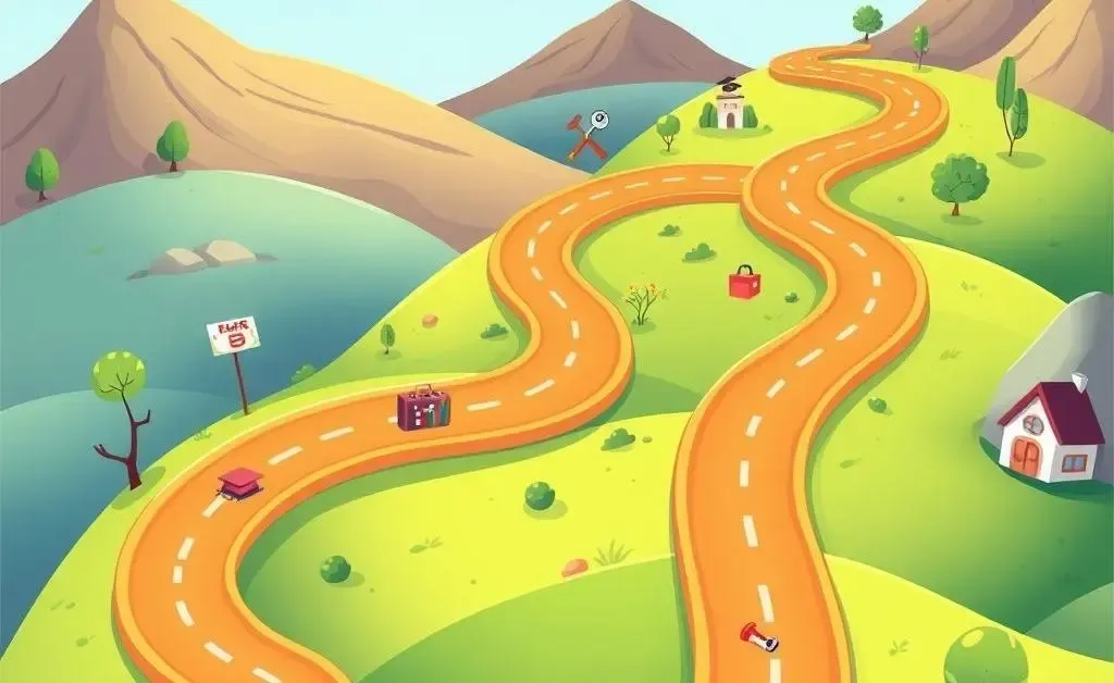 Winding roadmap with different career paths branching out
