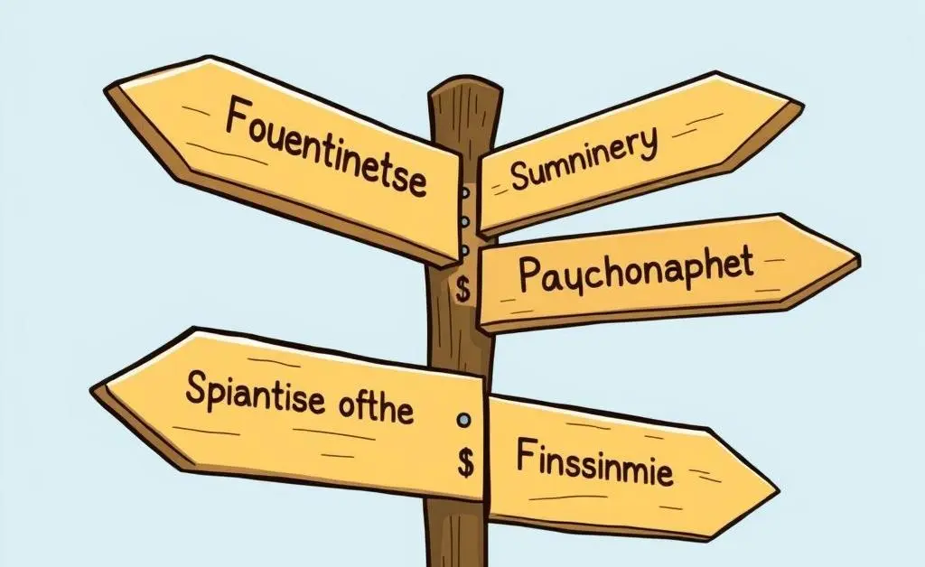 Signpost with financial career options.