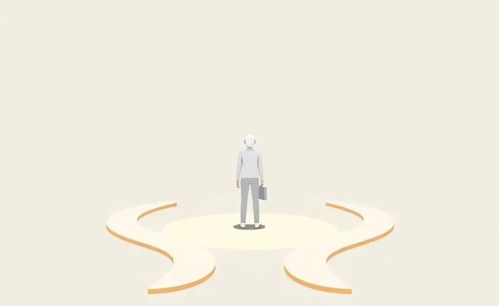 Minimalist image of a person reflecting on their career path in finance