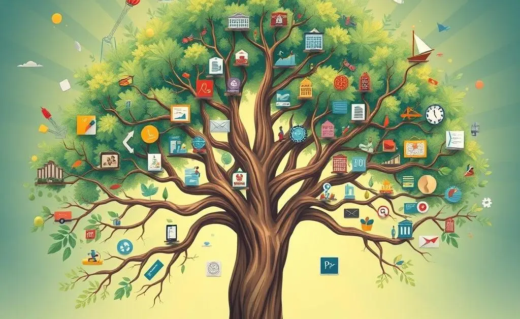 Illustration of diverse career paths in finance depicted as a branching tree.