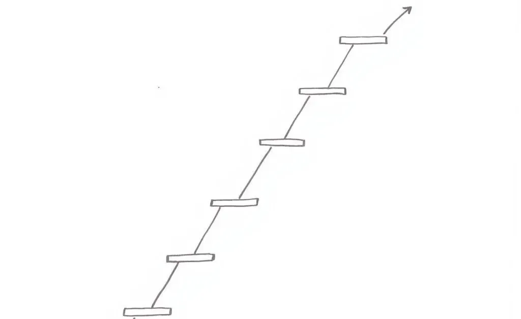 A hand-drawn career ladder showing progression in a broking firm.