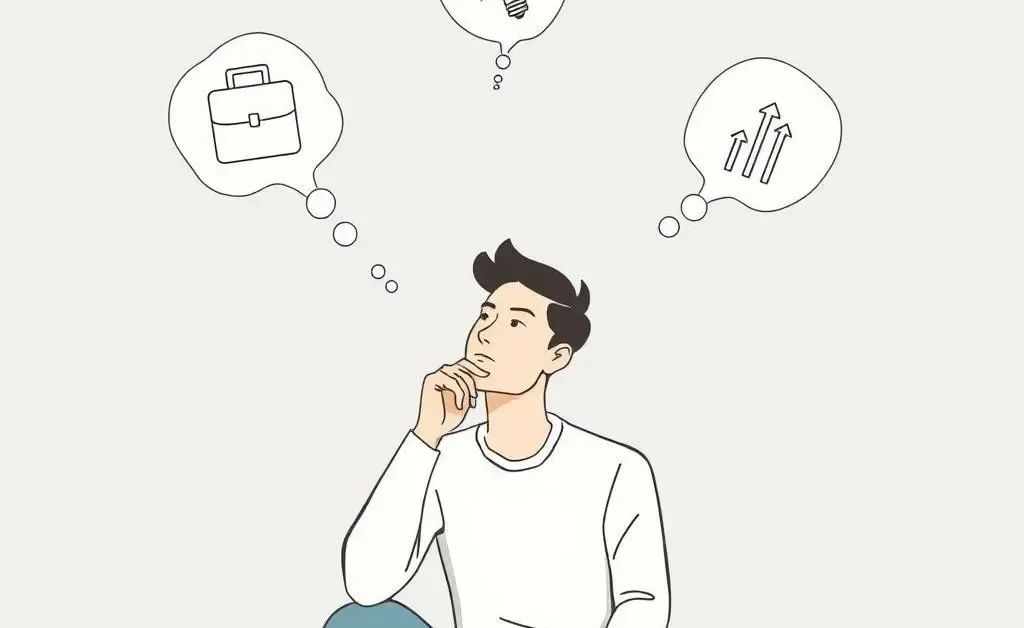 An illustration of a person considering different career paths