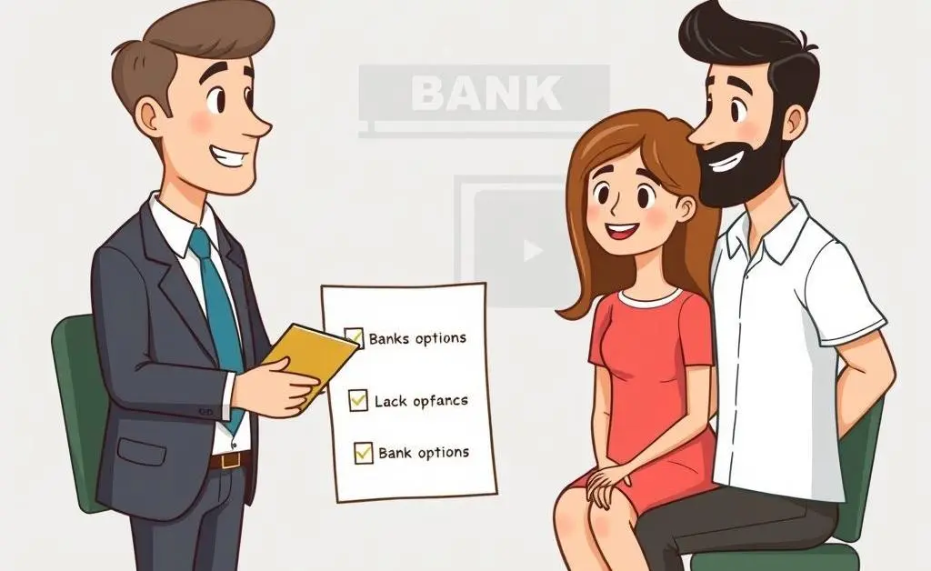 Bank officer discussing options with a young couple