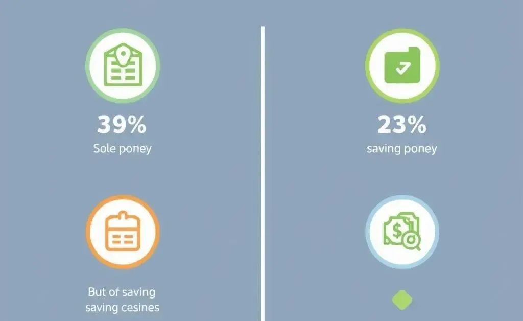 A clear illustration of a comparison chart showing different savings options with percentages and icons.