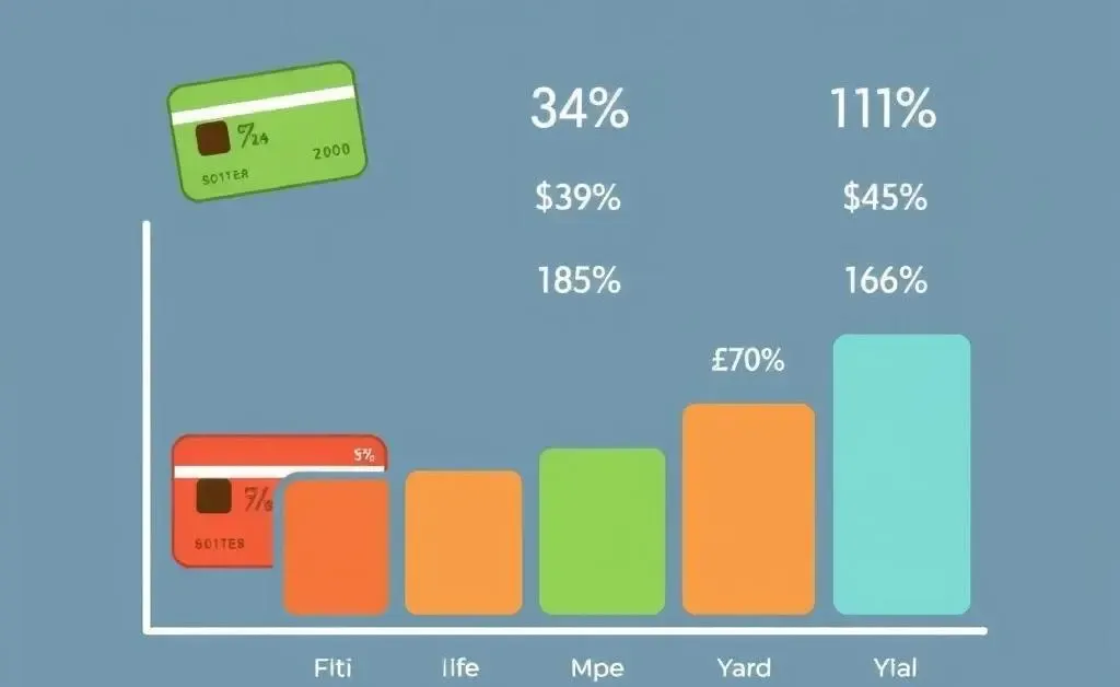 A simple, cartoon-styled chart showing different cashback percentages for credit card categories.