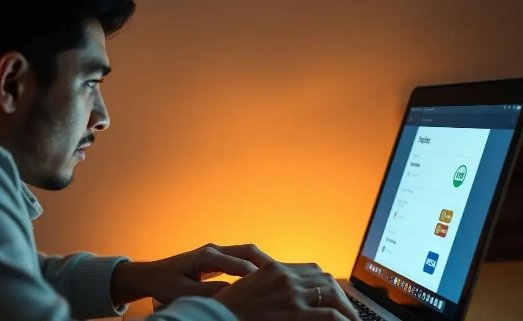 A person entering credit card information online.