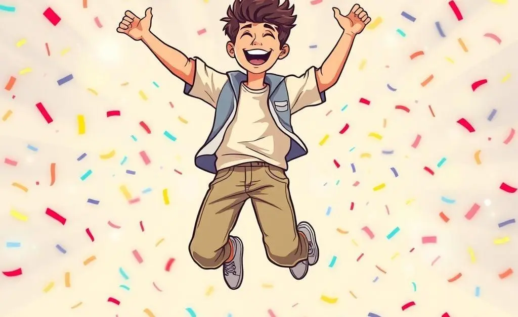 A person celebrating a clean credit report.