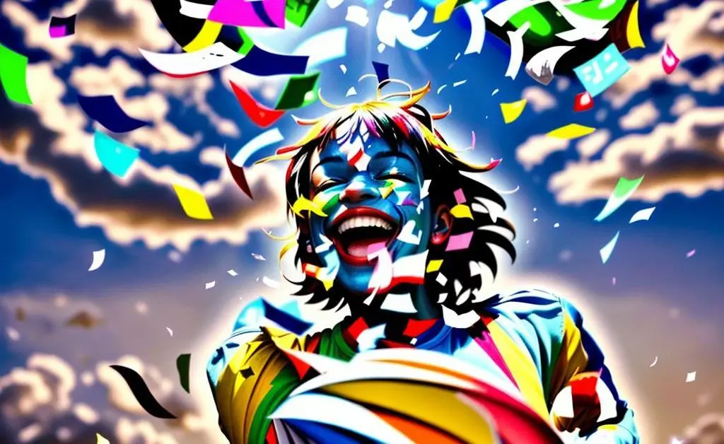 Person joyfully throwing papers into the air to celebrate freedom from debt