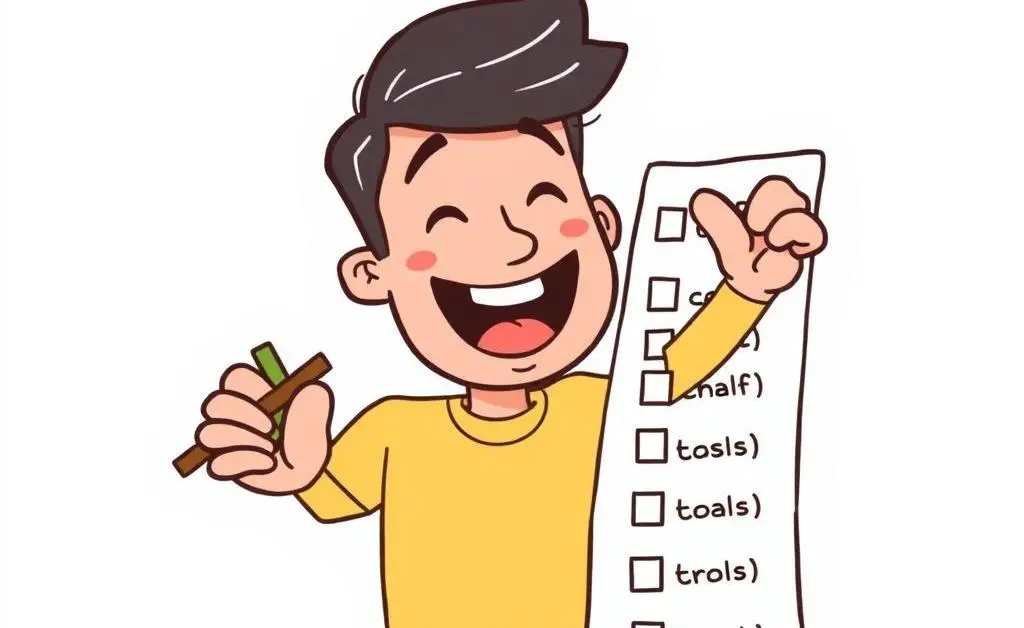 A cartoon of a person joyfully checking off items on a financial to-do list