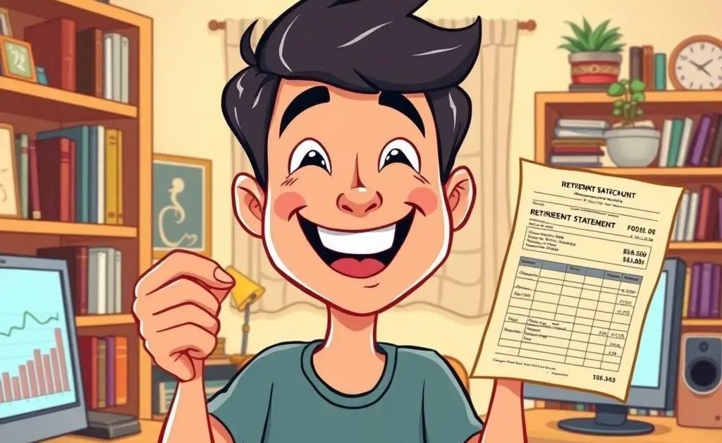 Person happily finding an old retirement account statement