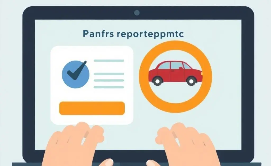Person using a laptop to check a car's history report online.