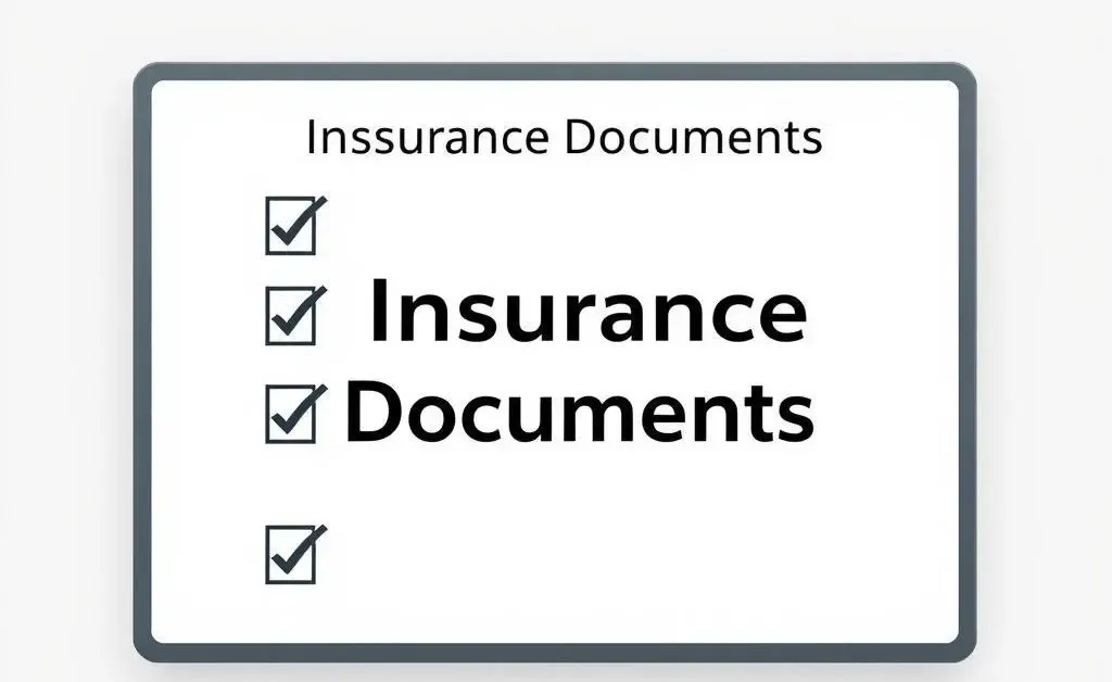 A minimalistic image of a checklist titled 'Insurance Documents'.