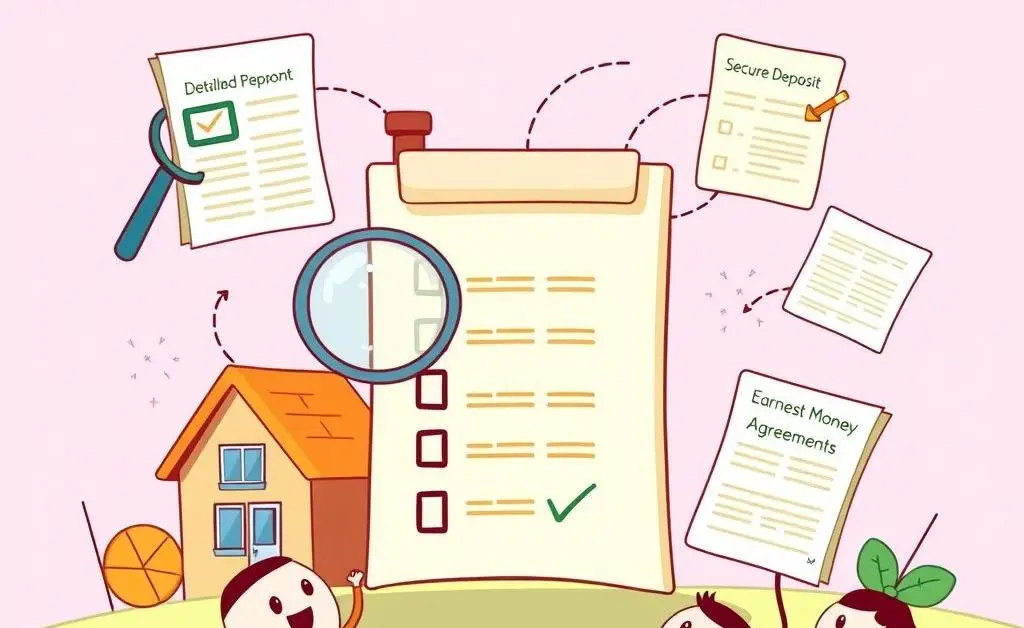 A checklist with common items in home buying contracts