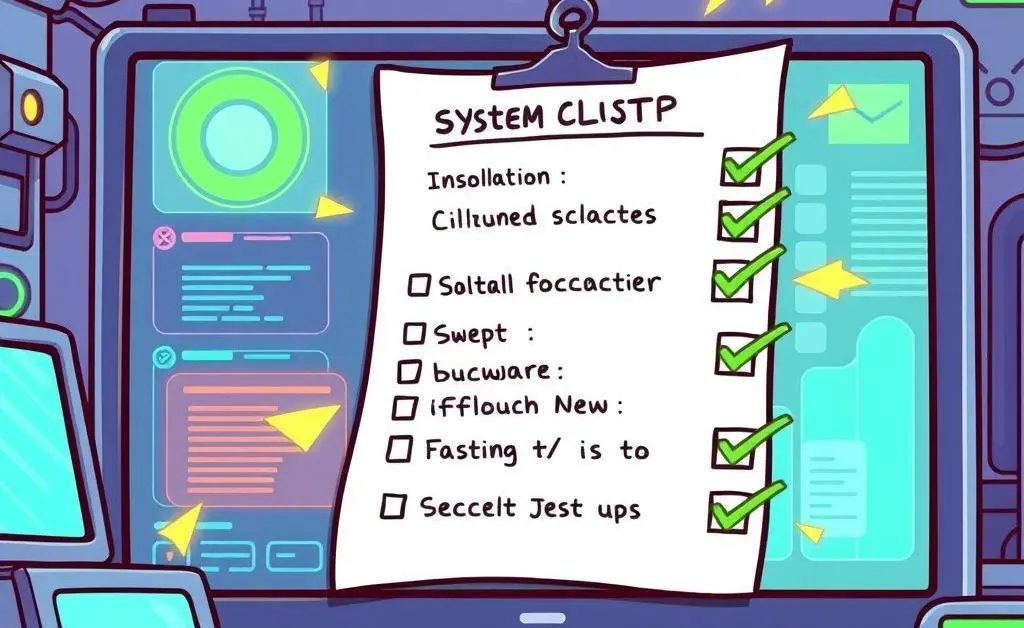 A checklist with system setup tasks ticked off