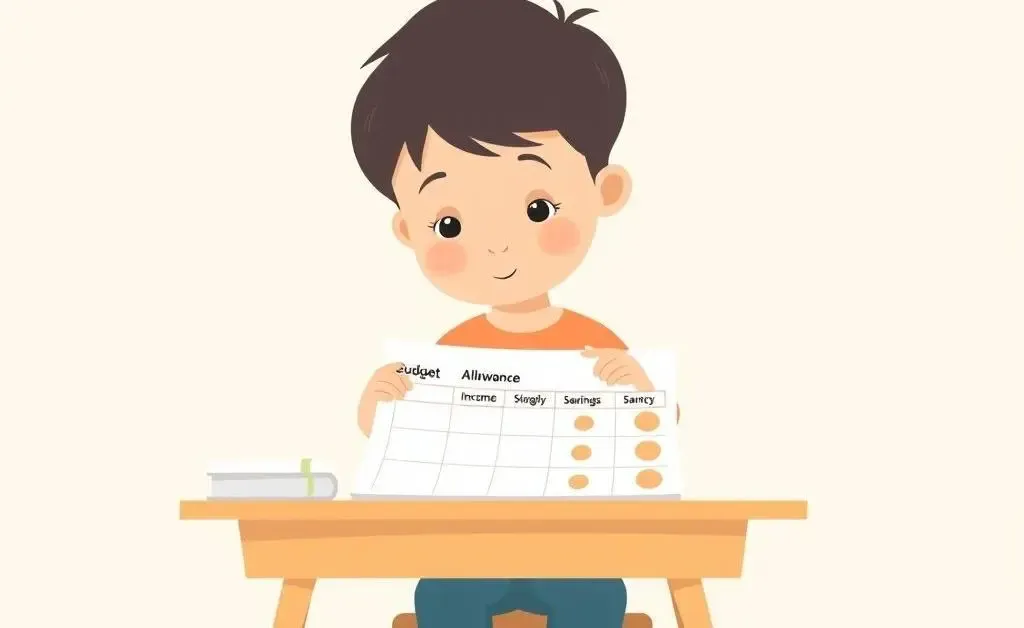 A child planning a budget with allowance and savings