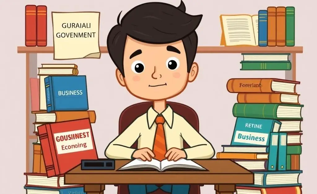 Person surrounded by different subject books