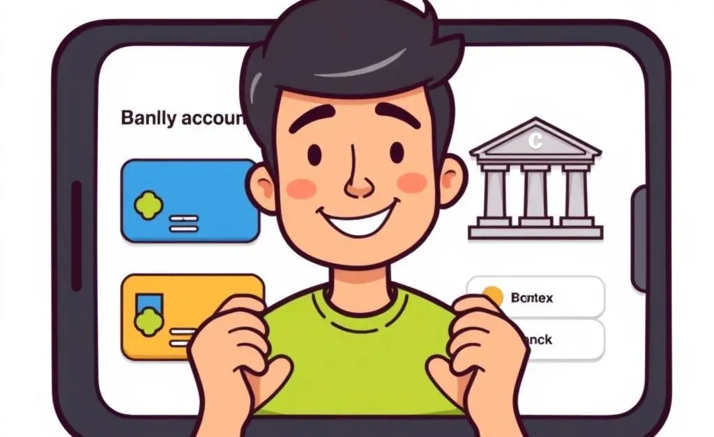 A person choosing between different bank account types on a mobile app.