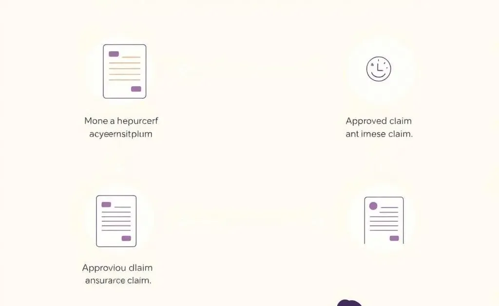 A friendly, minimalist illustration showing a step-by-step process of filing an insurance claim.