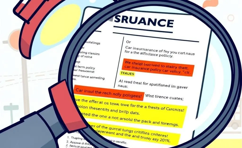A magnifying glass over an insurance policy highlighting terms